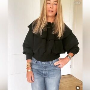 Wiggy Kit Pierrot Collar Sweatshirt black size small ruffle neck